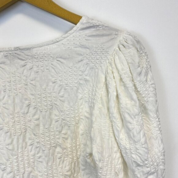 Zara White Puff Shoulder V Neck Crop Top - Picture 10 of 11